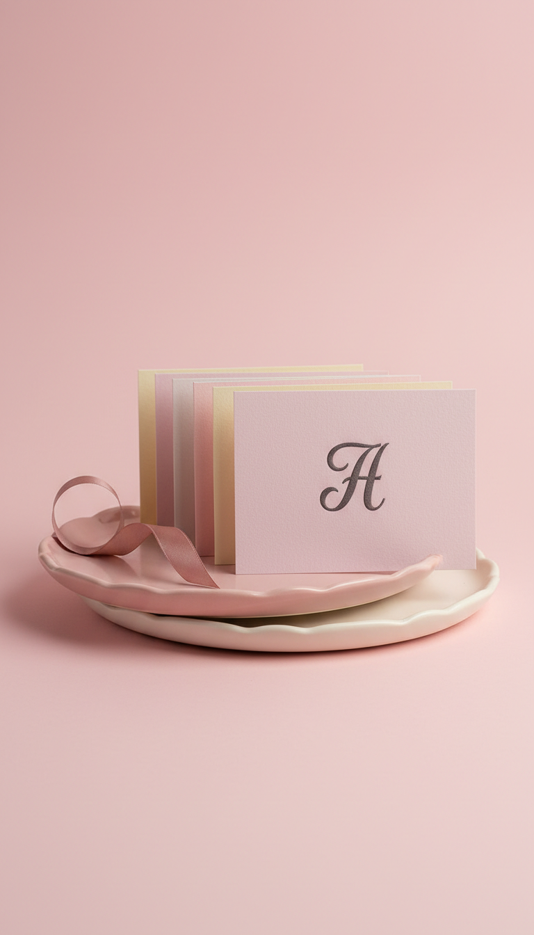 Bespoke Pastel Notecards With Initial Embossing