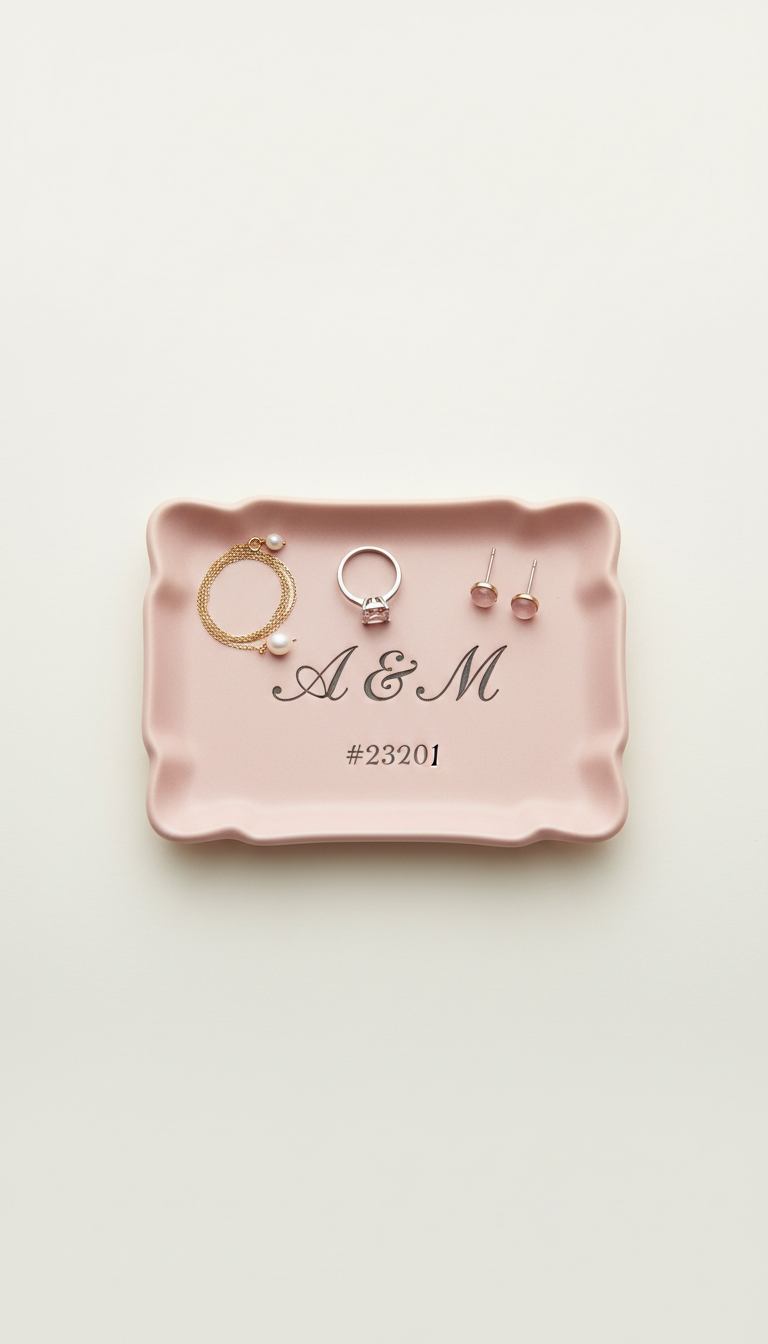 Personalized Blush Ceramic Jewelry Tray