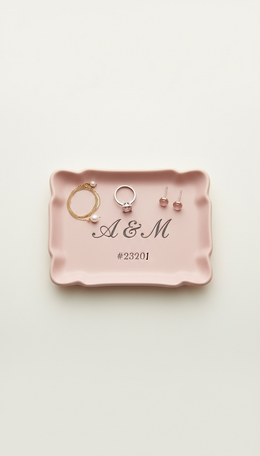 Personalized Blush Ceramic Jewelry Tray